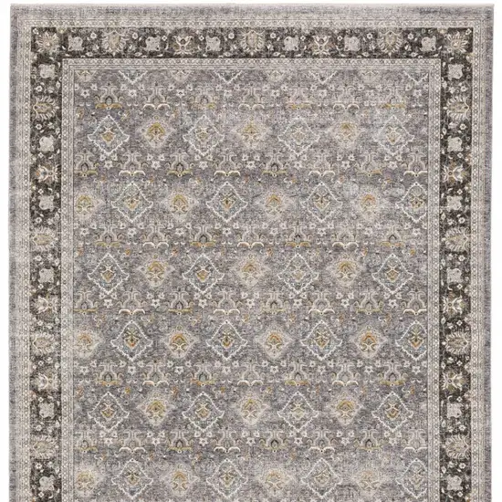 Gray And Blue Oriental Distressed Area Rug With Fringe Photo 6