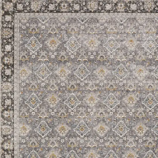 Gray And Blue Oriental Distressed Area Rug With Fringe Photo 5