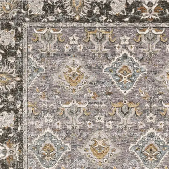 Grey And Blue Oriental Power Loom Stain Resistant Area Rug With Fringe Photo 7