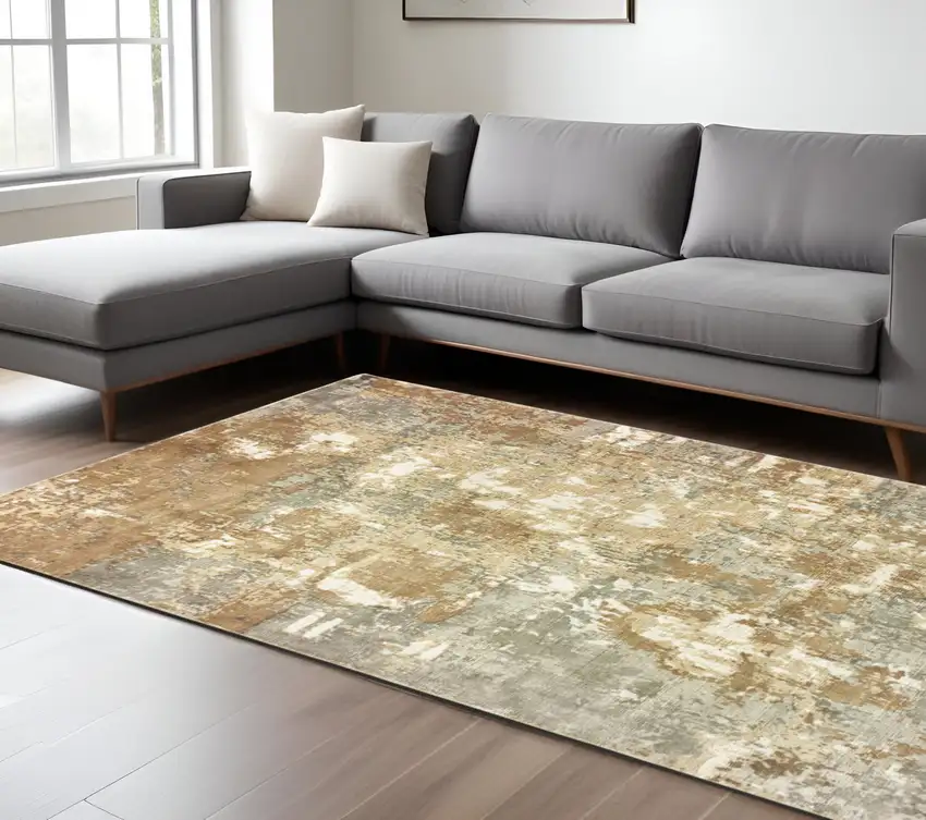 Gray Abstract Hand Loomed Area Rug Photo 1