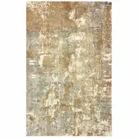 Photo of Grey And Brown Abstract Hand Loomed Stain Resistant Area Rug