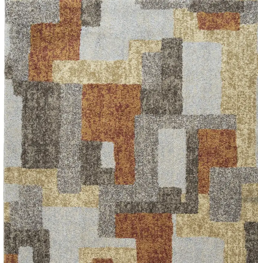 Grey And Brown Geometric Area Rug Photo 4