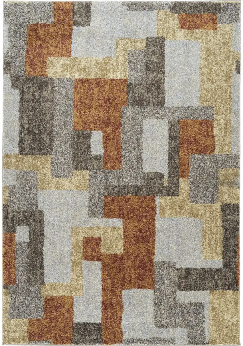 Grey And Brown Geometric Area Rug Photo 2