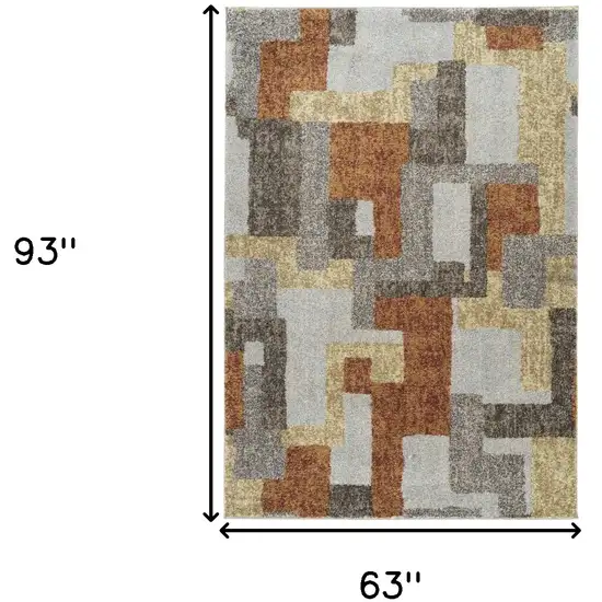 Grey And Brown Geometric Area Rug Photo 3