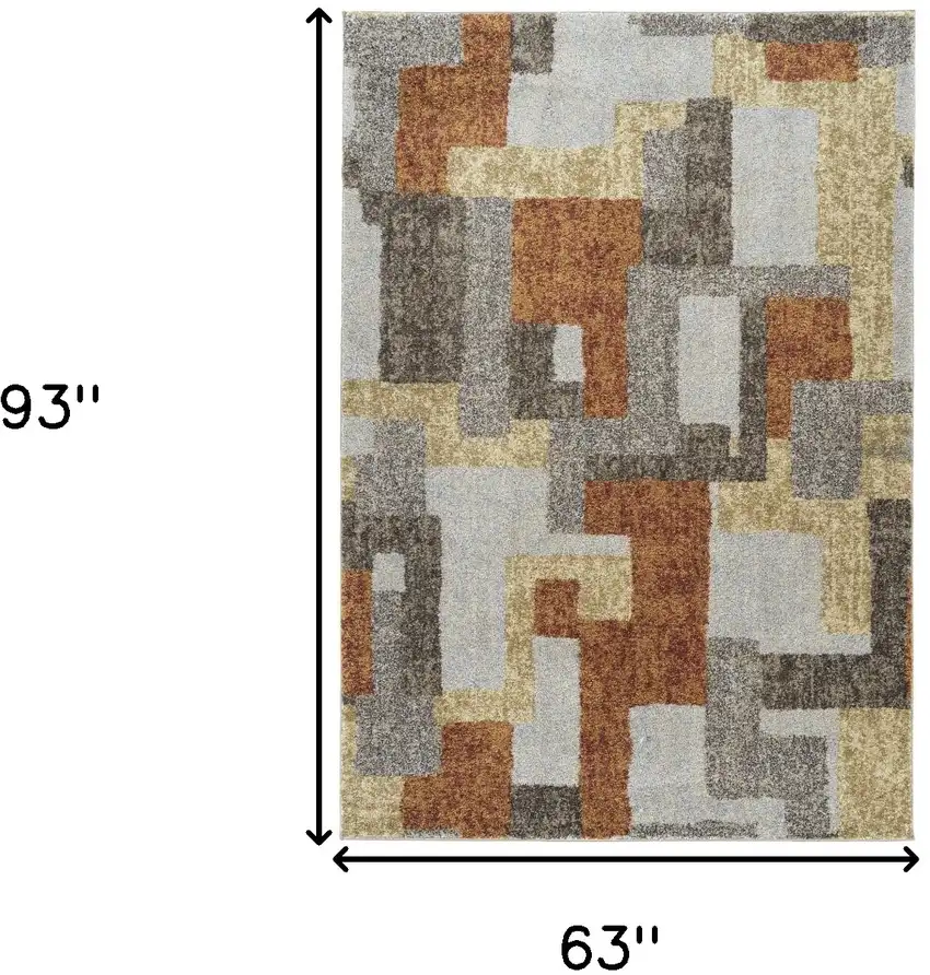 Grey And Brown Geometric Area Rug Photo 3