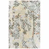 Photo of Grey And Gold Abstract Power Loom Stain Resistant Area Rug