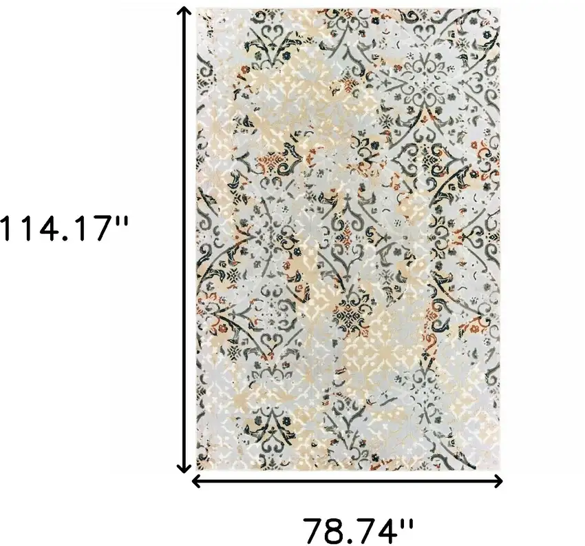 Grey And Gold Abstract Power Loom Stain Resistant Area Rug Photo 7