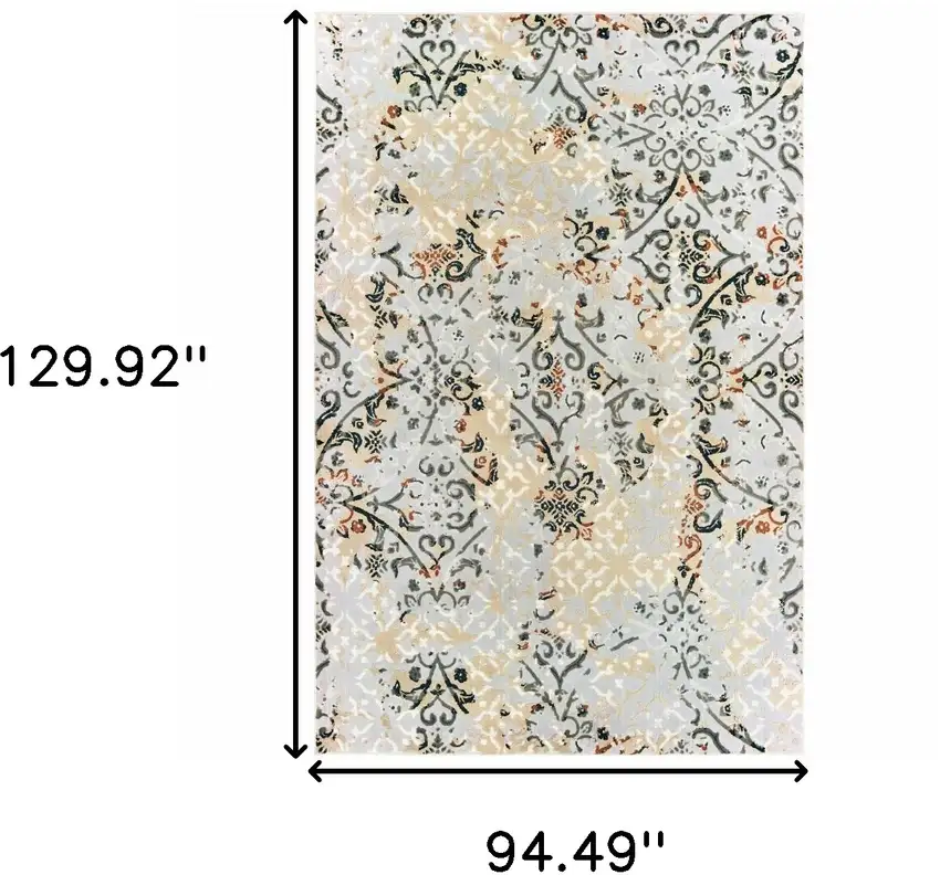 Grey And Gold Abstract Power Loom Stain Resistant Area Rug Photo 7
