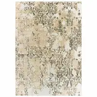 Photo of Grey And Gold Abstract Power Loom Stain Resistant Area Rug