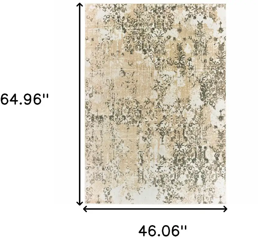 Grey And Gold Abstract Power Loom Stain Resistant Area Rug Photo 7