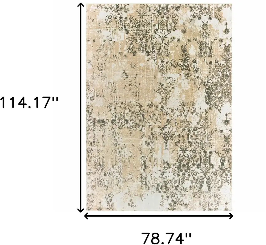 Grey And Gold Abstract Power Loom Stain Resistant Area Rug Photo 7