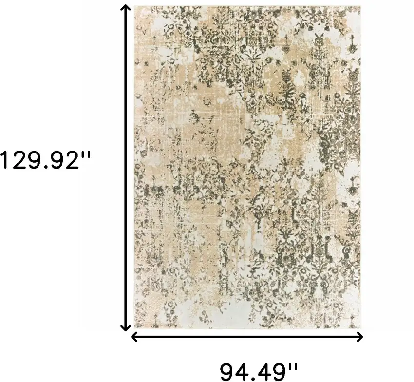 Grey And Gold Abstract Power Loom Stain Resistant Area Rug Photo 7