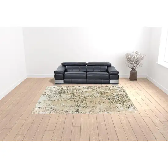Grey And Gold Abstract Power Loom Stain Resistant Area Rug Photo 2
