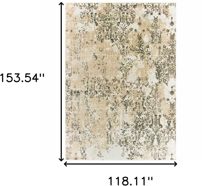 Grey And Gold Abstract Power Loom Stain Resistant Area Rug Photo 7
