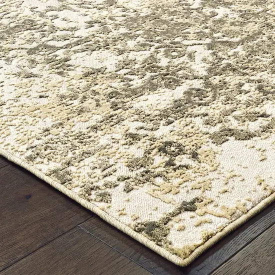 Grey And Gold Abstract Power Loom Stain Resistant Area Rug Photo 4
