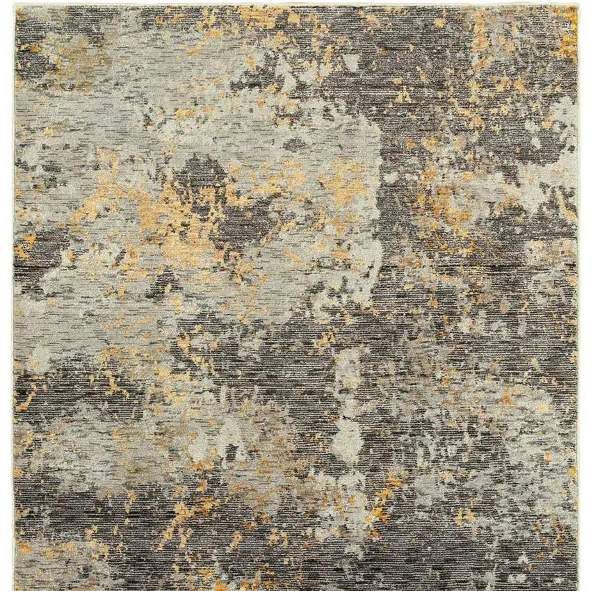 Gray and Ivory Abstract Power Loom Area Rug Photo 5