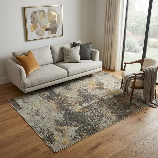 Gray and Ivory Abstract Power Loom Area Rug Photo 1