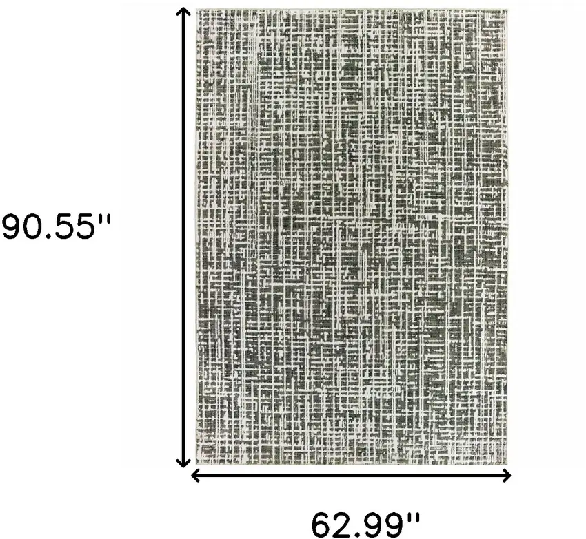 Grey And Ivory Abstract Power Loom Stain Resistant Area Rug Photo 7