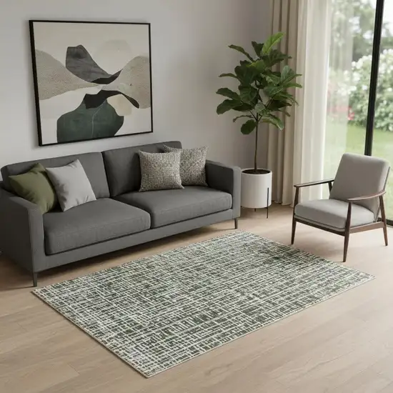 Grey And Ivory Abstract Power Loom Stain Resistant Area Rug Photo 1