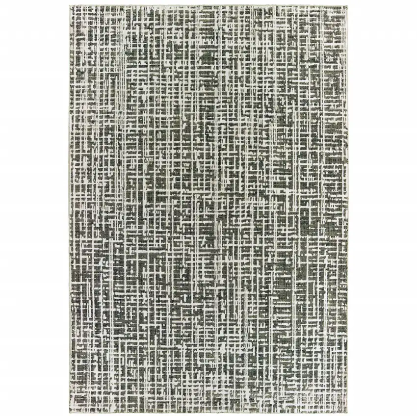Grey And Ivory Abstract Power Loom Stain Resistant Area Rug Photo 1