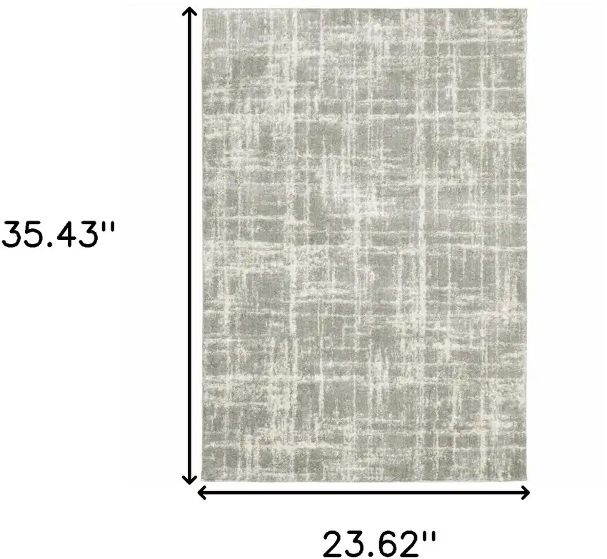 Grey And Ivory Abstract Shag Power Loom Stain Resistant Area Rug Photo 10