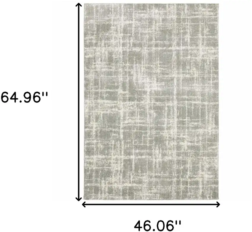 Grey And Ivory Abstract Shag Power Loom Stain Resistant Area Rug Photo 10
