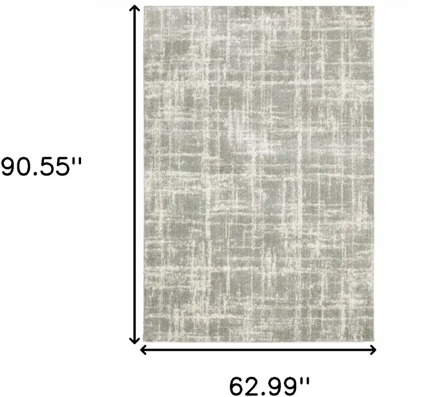 Grey And Ivory Abstract Shag Power Loom Stain Resistant Area Rug Photo 10