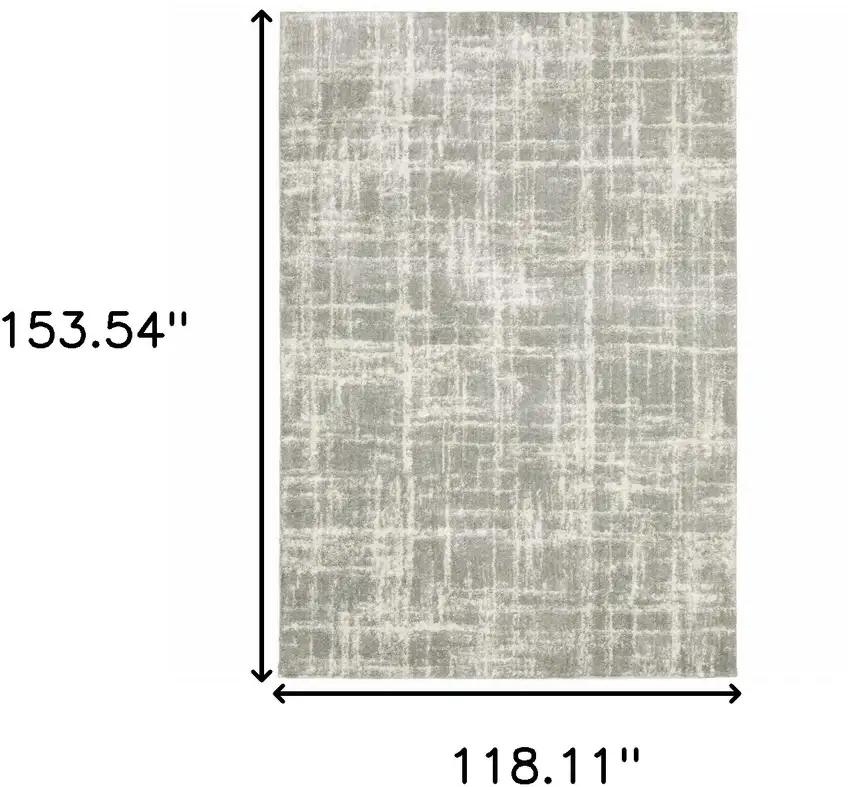 Grey And Ivory Abstract Shag Power Loom Stain Resistant Area Rug Photo 9