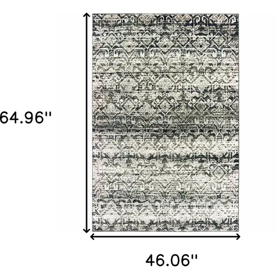 Grey And Ivory Geometric Power Loom Stain Resistant Area Rug Photo 7