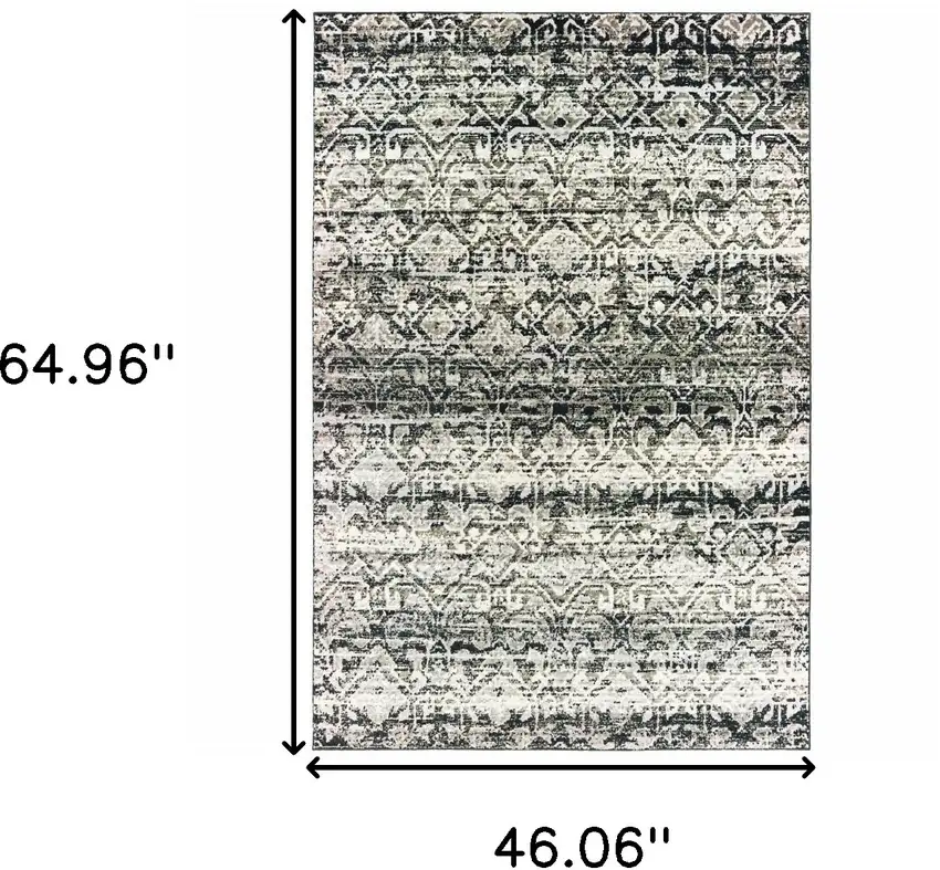 Grey And Ivory Geometric Power Loom Stain Resistant Area Rug Photo 7