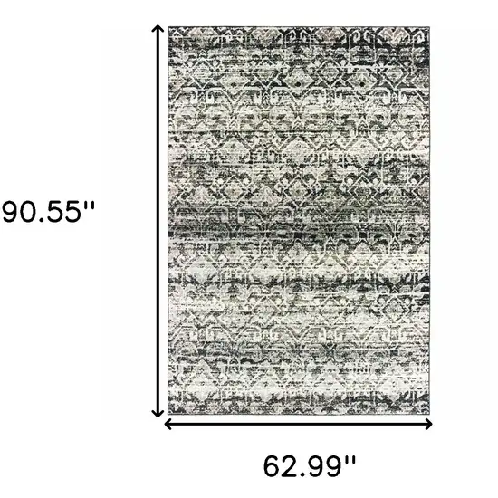 Grey And Ivory Geometric Power Loom Stain Resistant Area Rug Photo 7