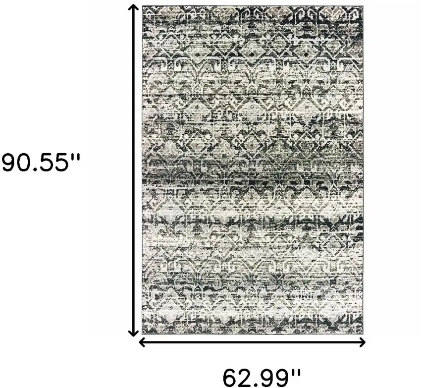 Grey And Ivory Geometric Power Loom Stain Resistant Area Rug Photo 7