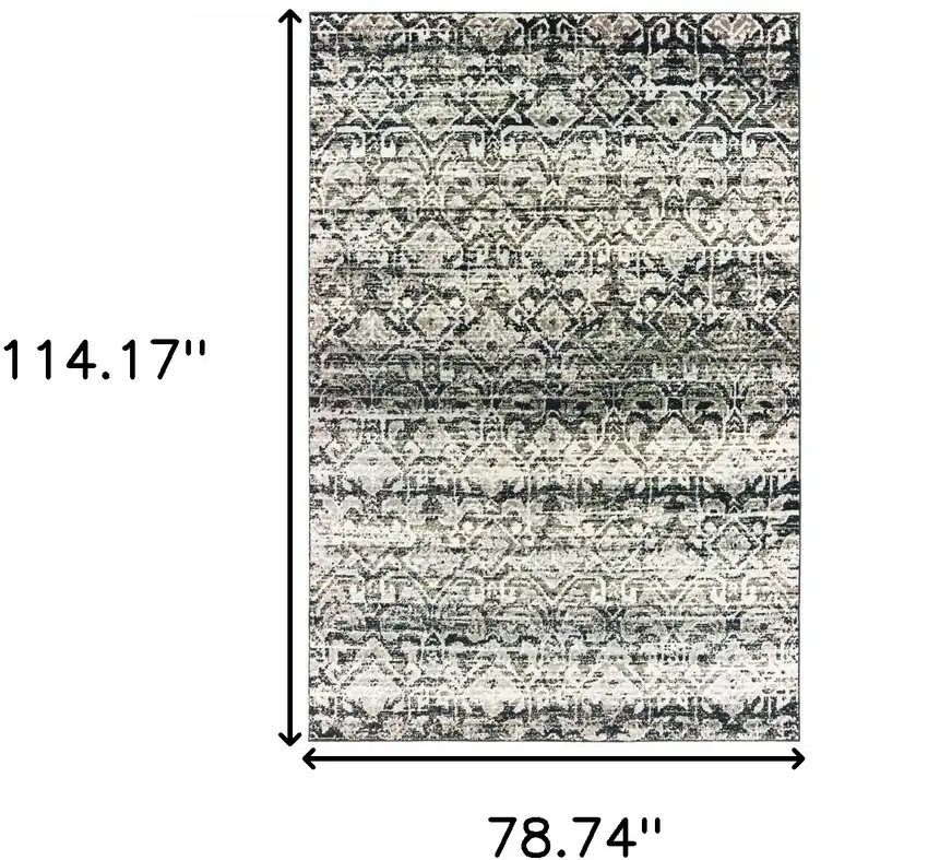 Grey And Ivory Geometric Power Loom Stain Resistant Area Rug Photo 7