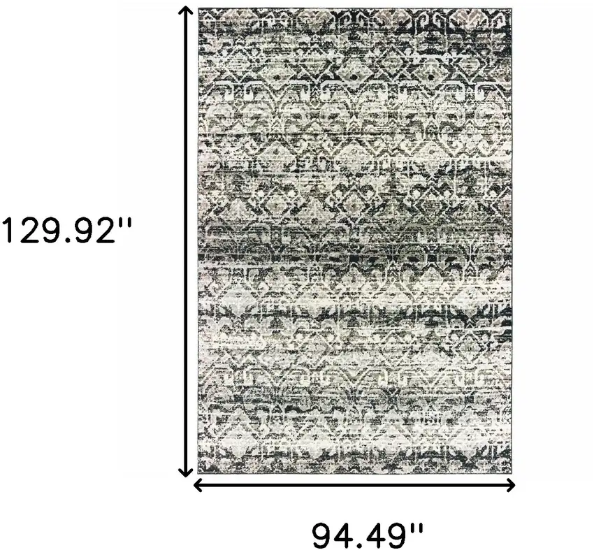Grey And Ivory Geometric Power Loom Stain Resistant Area Rug Photo 7