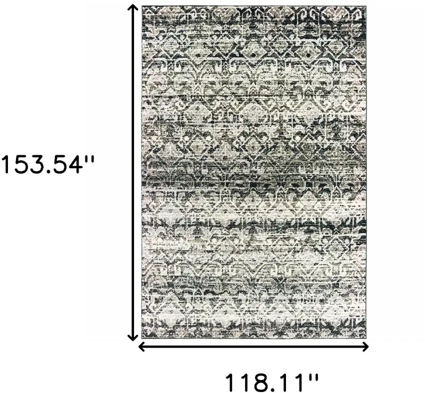 Grey And Ivory Geometric Power Loom Stain Resistant Area Rug Photo 7