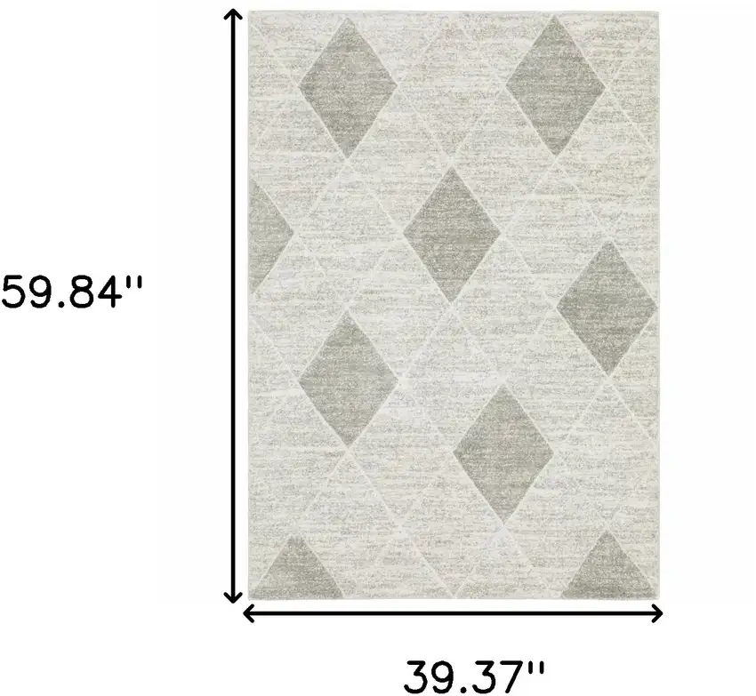 Grey And Ivory Geometric Power Loom Stain Resistant Area Rug Photo 10