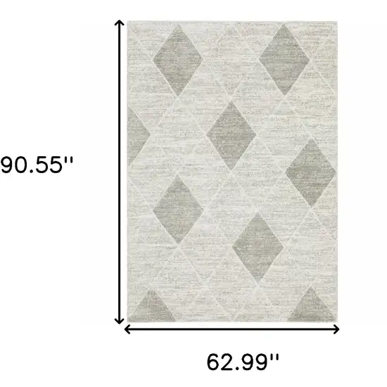 Grey And Ivory Geometric Power Loom Stain Resistant Area Rug Photo 10