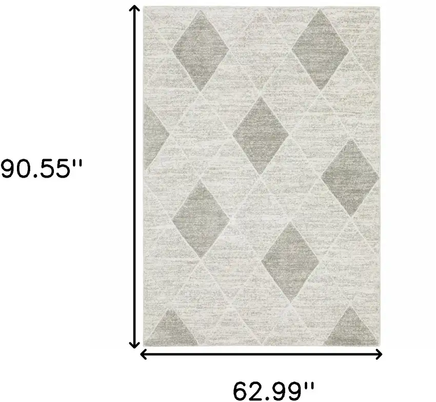 Grey And Ivory Geometric Power Loom Stain Resistant Area Rug Photo 10