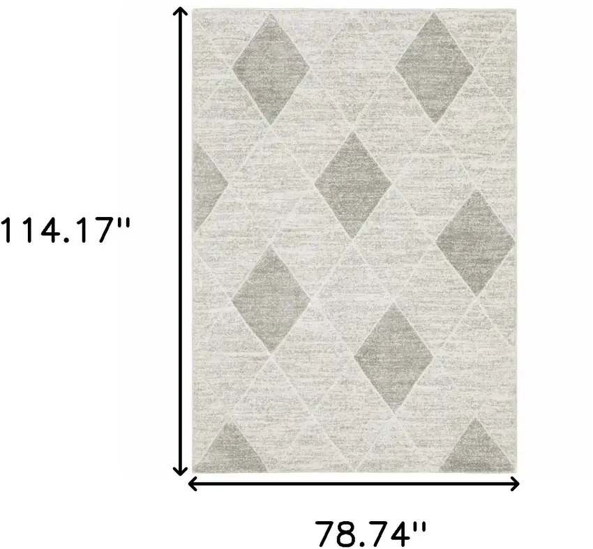 Grey And Ivory Geometric Power Loom Stain Resistant Area Rug Photo 10