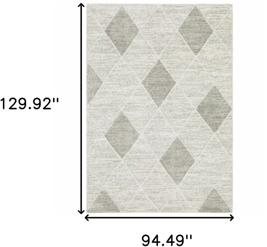 Grey And Ivory Geometric Power Loom Stain Resistant Area Rug Photo 10