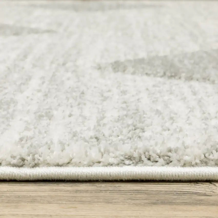 Grey And Ivory Geometric Power Loom Stain Resistant Area Rug Photo 9