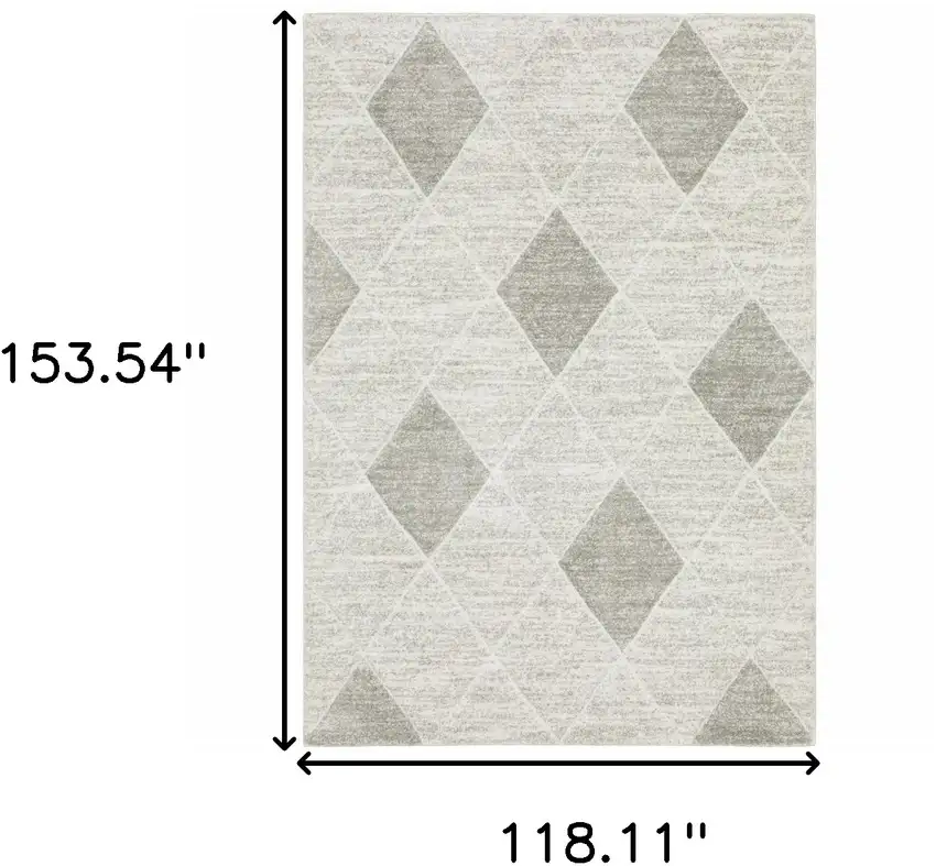Grey And Ivory Geometric Power Loom Stain Resistant Area Rug Photo 10