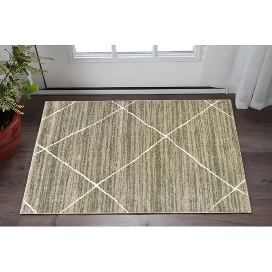 Grey And Ivory Geometric Power Loom Stain Resistant Area Rug Photo 1
