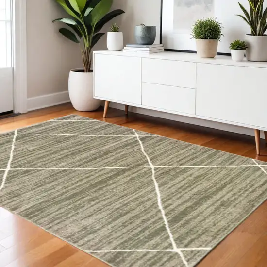 Grey And Ivory Geometric Power Loom Stain Resistant Area Rug Photo 1