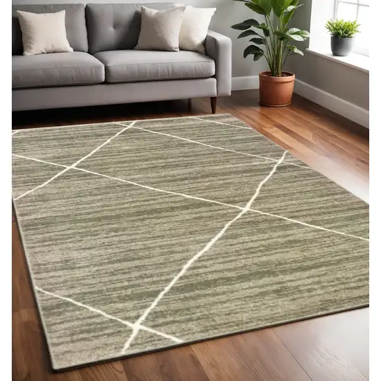 Grey And Ivory Geometric Power Loom Stain Resistant Area Rug Photo 1