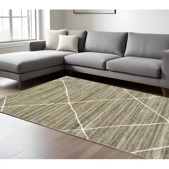 Gray And Ivory Geometric Shag Area Rug Photo 1