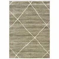 Photo of Grey And Ivory Geometric Power Loom Stain Resistant Area Rug
