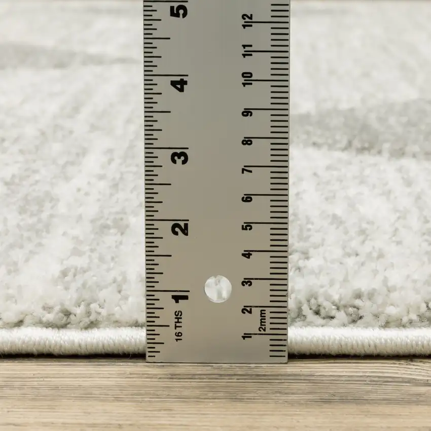 Grey And Ivory Geometric Power Loom Stain Resistant Runner Rug Photo 7