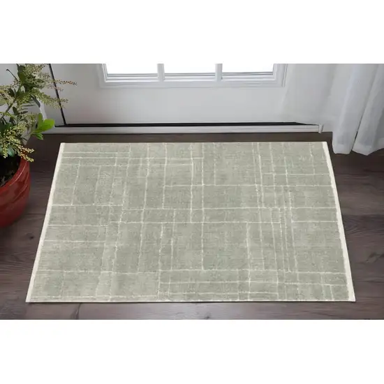 Grey And Ivory Geometric Shag Power Loom Stain Resistant Area Rug Photo 1