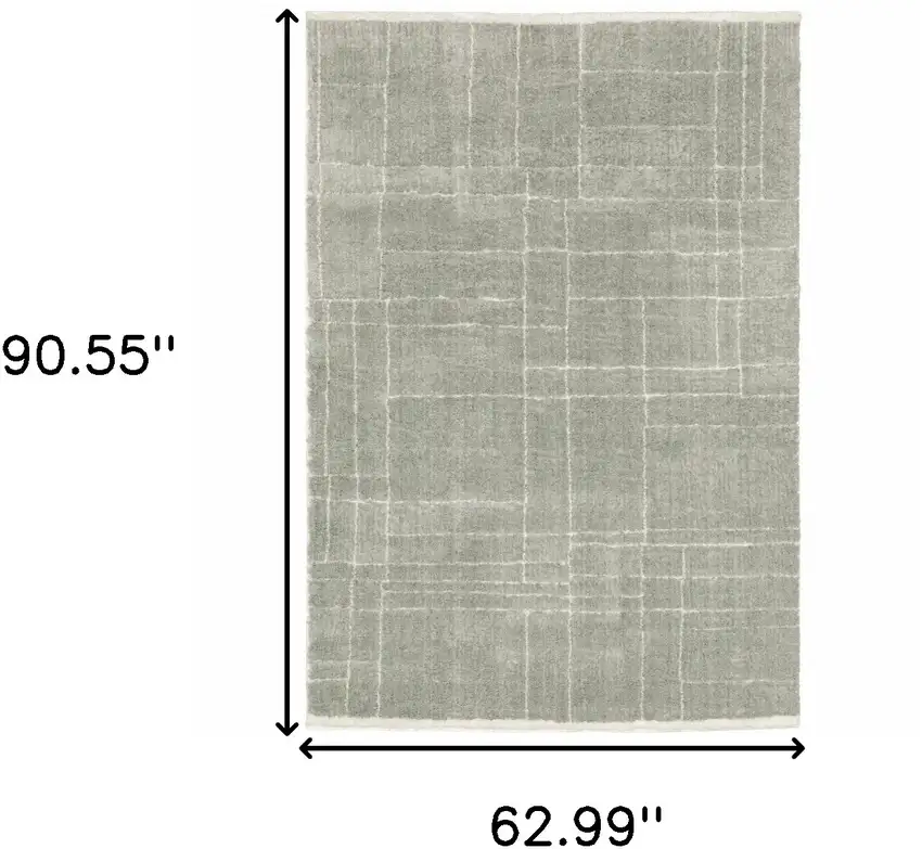 Grey And Ivory Geometric Shag Power Loom Stain Resistant Area Rug Photo 3